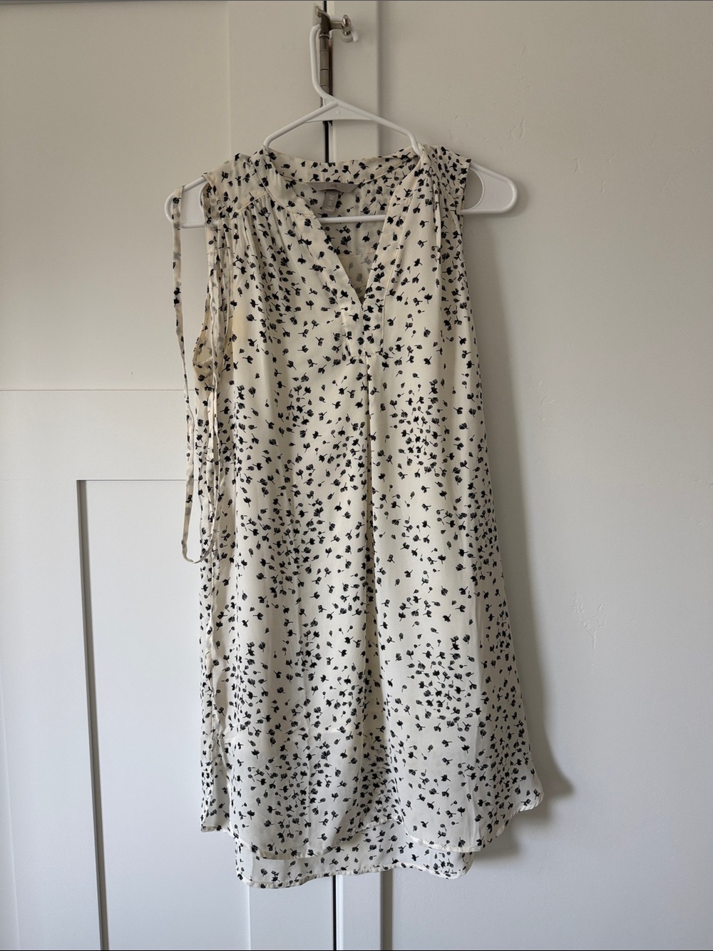 H&M Ivory Midi Dress with Black Floral Dots